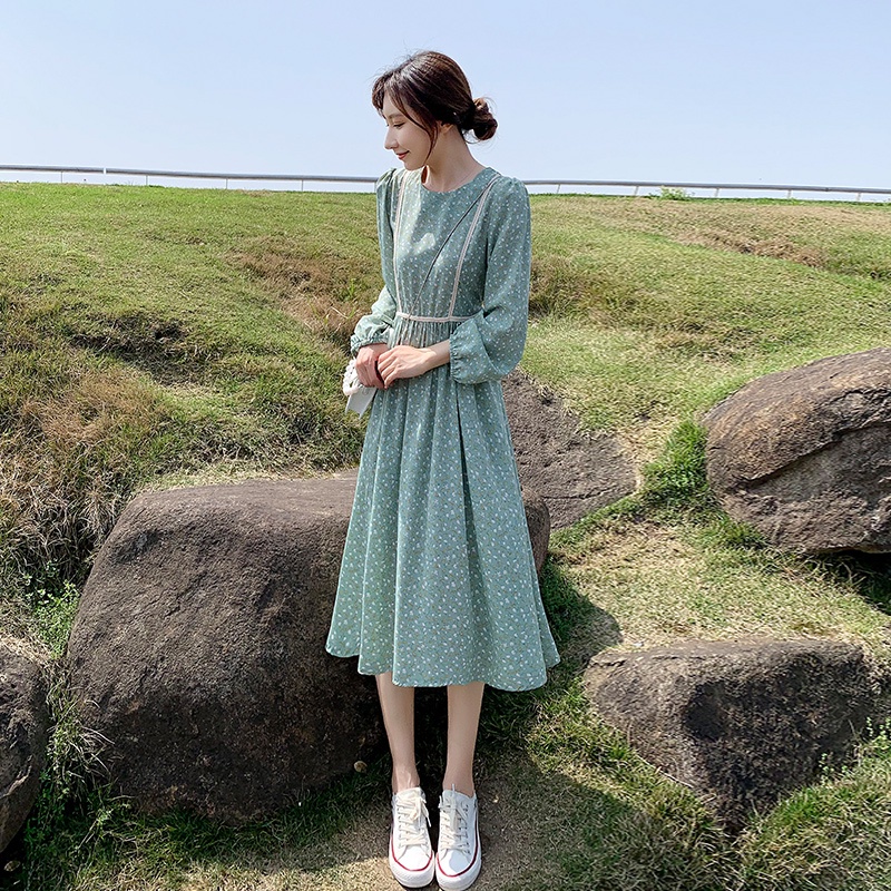 ZHELIHANGFEI Đầm Dáng Ôm In Hoa Phong Cách Cổ Điển Thời Trang Xinh Xắn Cho Nữ