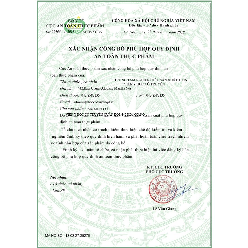 Mỡ sinh cơ viện y học cổ truyền