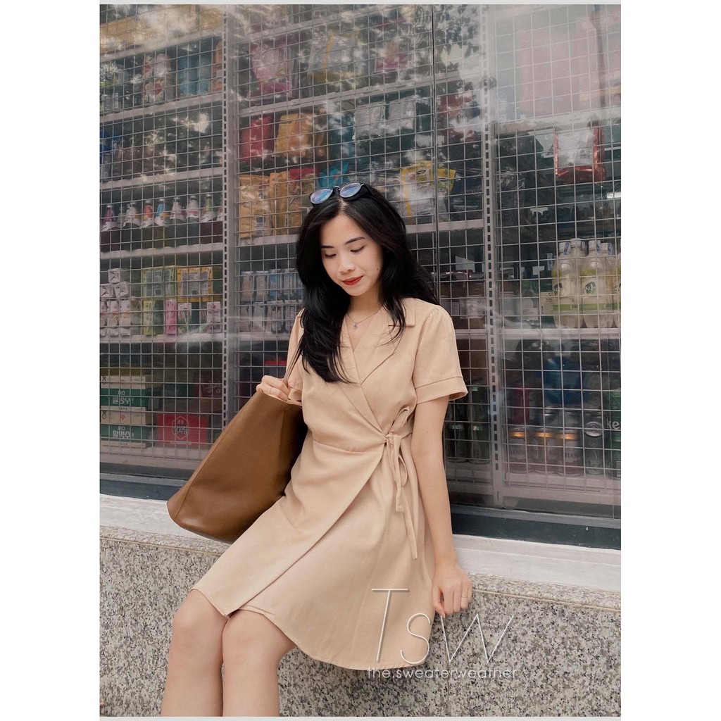 Váy cổ vest buộc vạt chéo tôn dáng (Ảnh thật) | BigBuy360 - bigbuy360.vn