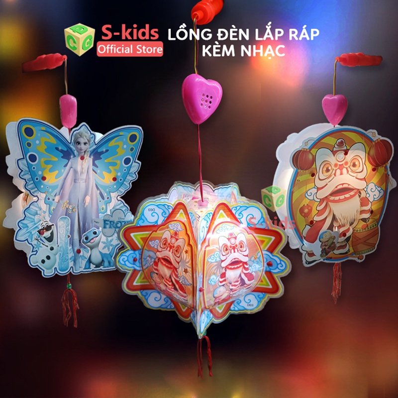 Lồng đèn trung thu nhựa lắp ráp 2 mảnh, 5 mảnh có đèn và nhạc S-Kids