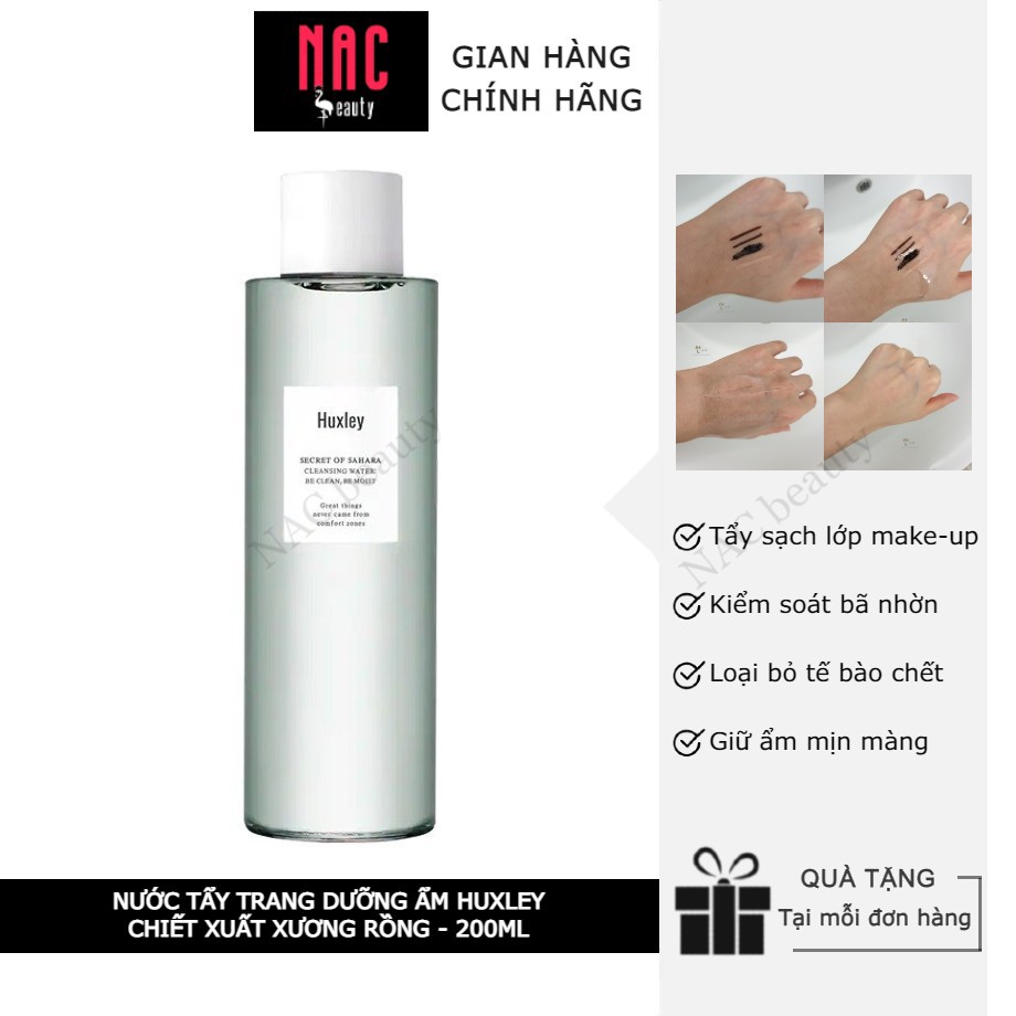 Nước Tẩy Trang Dưỡng Ẩm Huxley Chiết Xuất Xương Rồng Huxley Cleansing Water Be Clean Be Moist 200ml - NAC BEAUTY