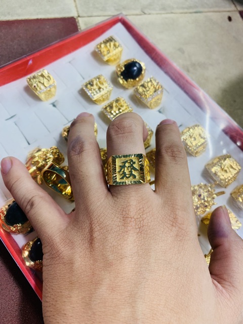 Nhẫn nam chữ tài mạ vàng 18k