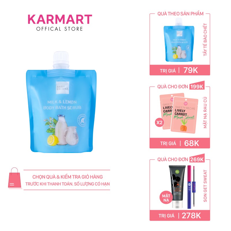 Muối Tẩy Da Chết Toàn Thân Sữa Bò Và Chanh Baby Bright Milk And Lemon Body Bath Scrub 250g
