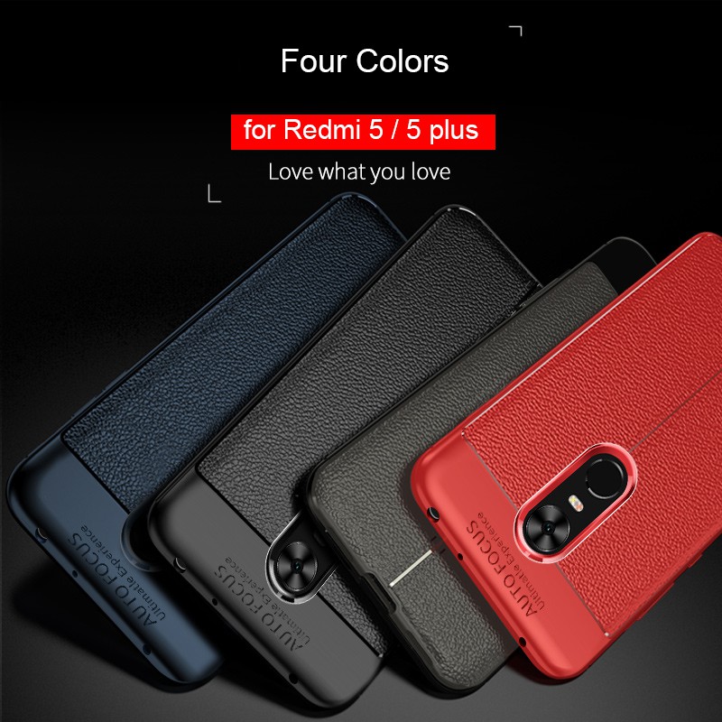 Ốp Lưng Auto Focus Vân Da Cho Xiaomi Redmi 5, 5 plus