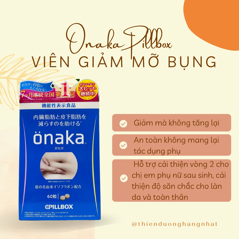 Viên giảm mỡ bụng Onaka Pillbox, giảm cân Onaka Nhật Bản 60 viên