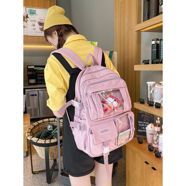 Balo học sinh ulzang kèm gấu trắng quảng châu