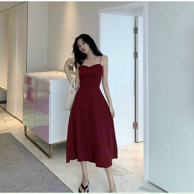 Đầm Xoè Dài 2 Dây Cúp Ngực Vải Mềm Rủ Mát Váy Dài Du Lịch Dạ Hội Siêu Đẹp Trẻ Trung Cực Tôn Dáng Trend 2021