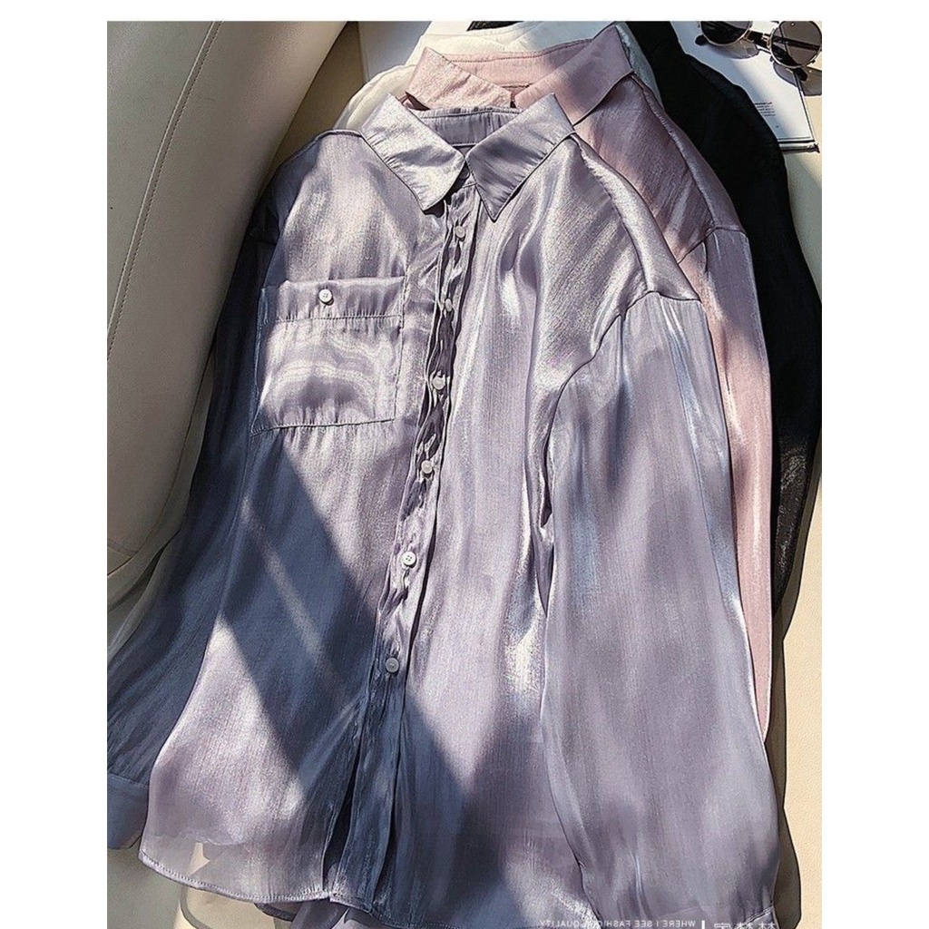 Áo Khoác Cardigan Tay Dài Vải Lụa Chiffon Phối Lưới Trong Suốt Thời Trang Mùa Hè Dành Cho Nữ