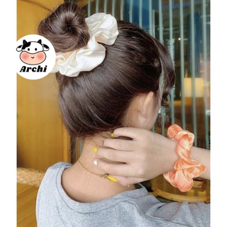 Buộc tóc lụa scrunchies mẫu trơn