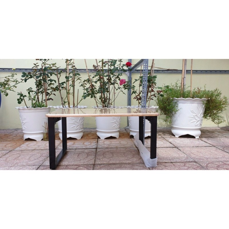 Bàn Gỗ chân Sắt (GIẢM NGAY 15K)ngồi Bệt bo tròn viền cạnh 40*80*35 | BigBuy360 - bigbuy360.vn