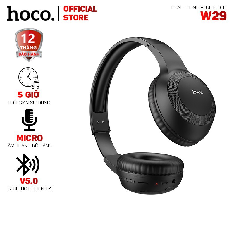 Tai nghe chụp tai Bluetooth Hoco W29/ W30 Thời Gian Nghe Gọi 5 Tiếng - BH 12 Tháng Chính Hãng
