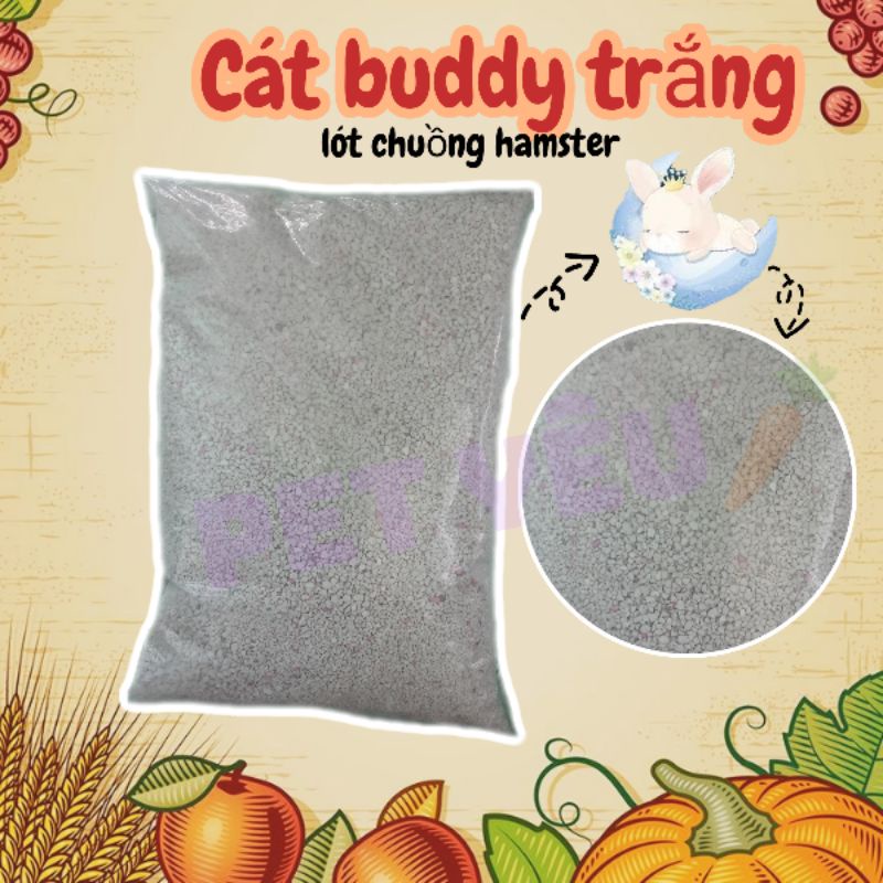 Cát buddy trắng (1 kg) lót chuồng hamster, mèo nhẹ nhàng an toàn