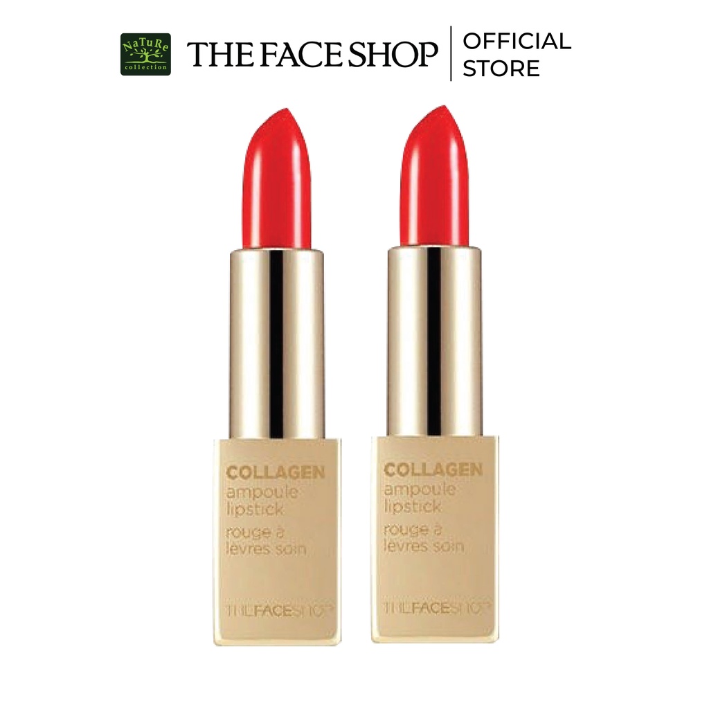 Combo 2 Son Thỏi Màu 11 TheFaceShop Collagen Ampoule Lipstick 3.5Gx2