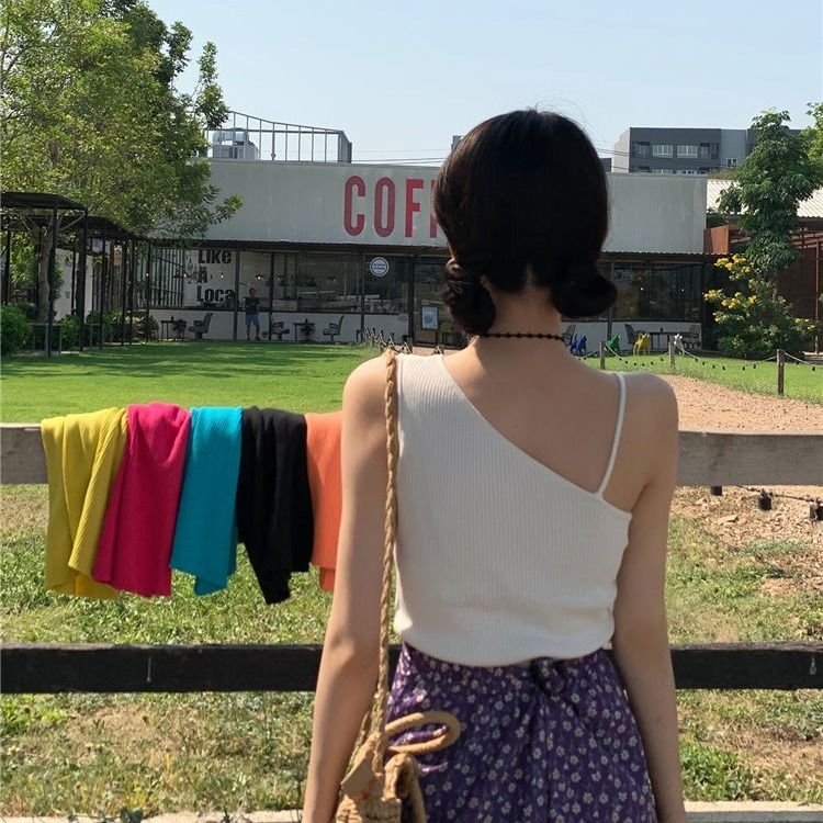 Áo hai dây không tay dệt kim thời trang mùa hè dành cho bạn nữ