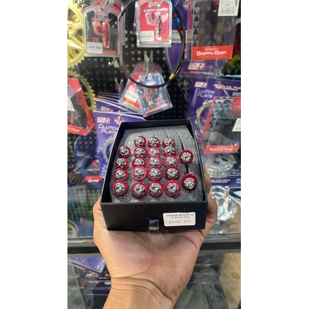 Combo Ốc lốc máy salaya mẫu S03 + longden nhôm đỏ giá cực rẻ exciter/Winner/Sonic/Raider/Satria/vario/vision/wave/sirius
