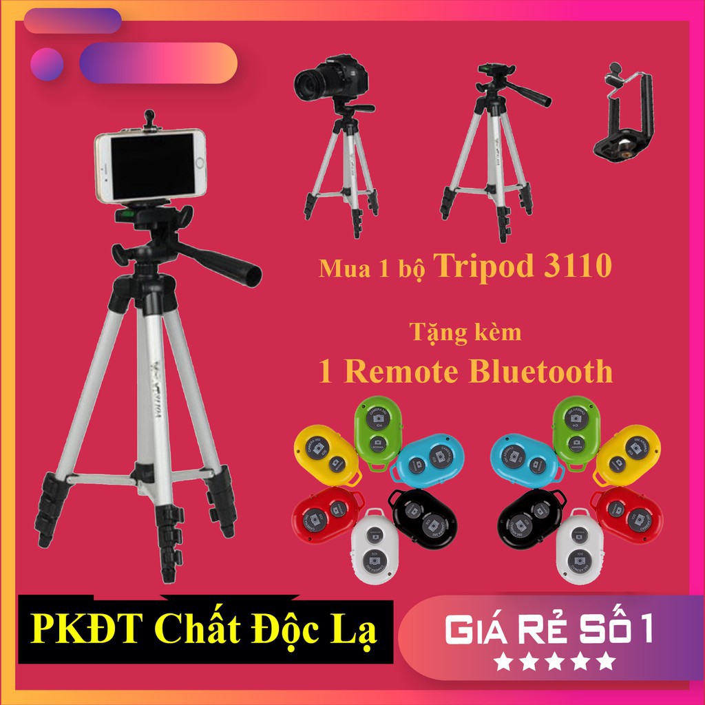 Gậy TRIPOD 3110 CỨNG CÁP CHẮC CHẮN - TẶNG KÈM REMOTE CHỤP HÌNH