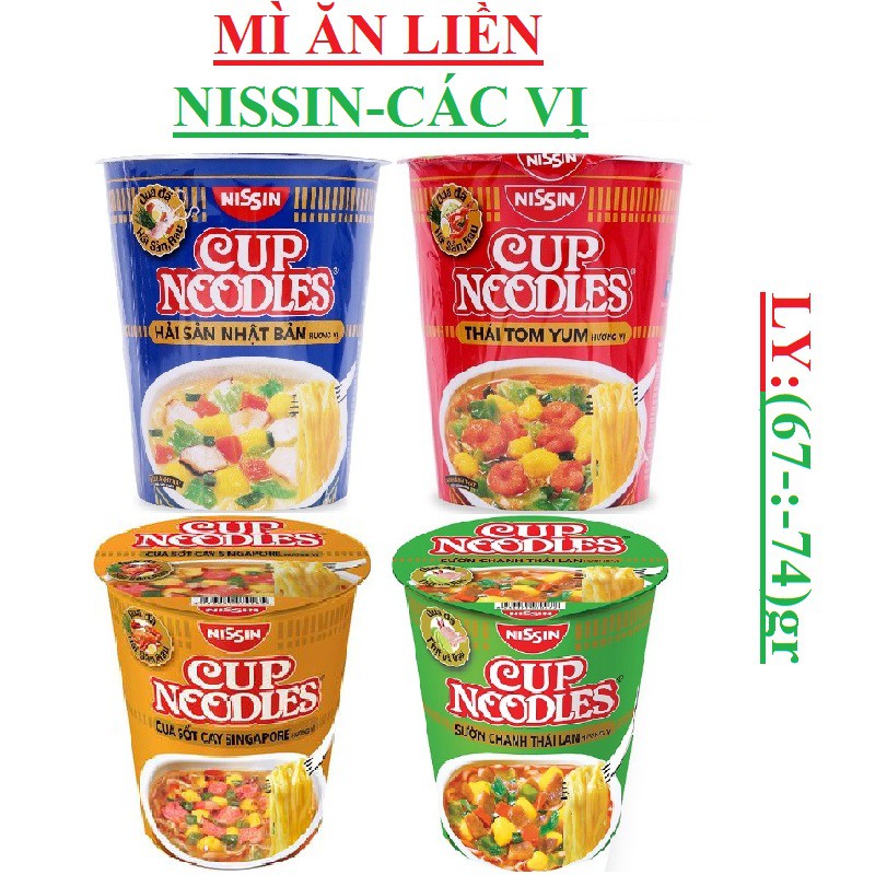 Lố 10 cốc mì ly Cup Noodles Nissin hải sản nhật bản, Thái Tôm yum, cua sốt cay, sườn chanh thái