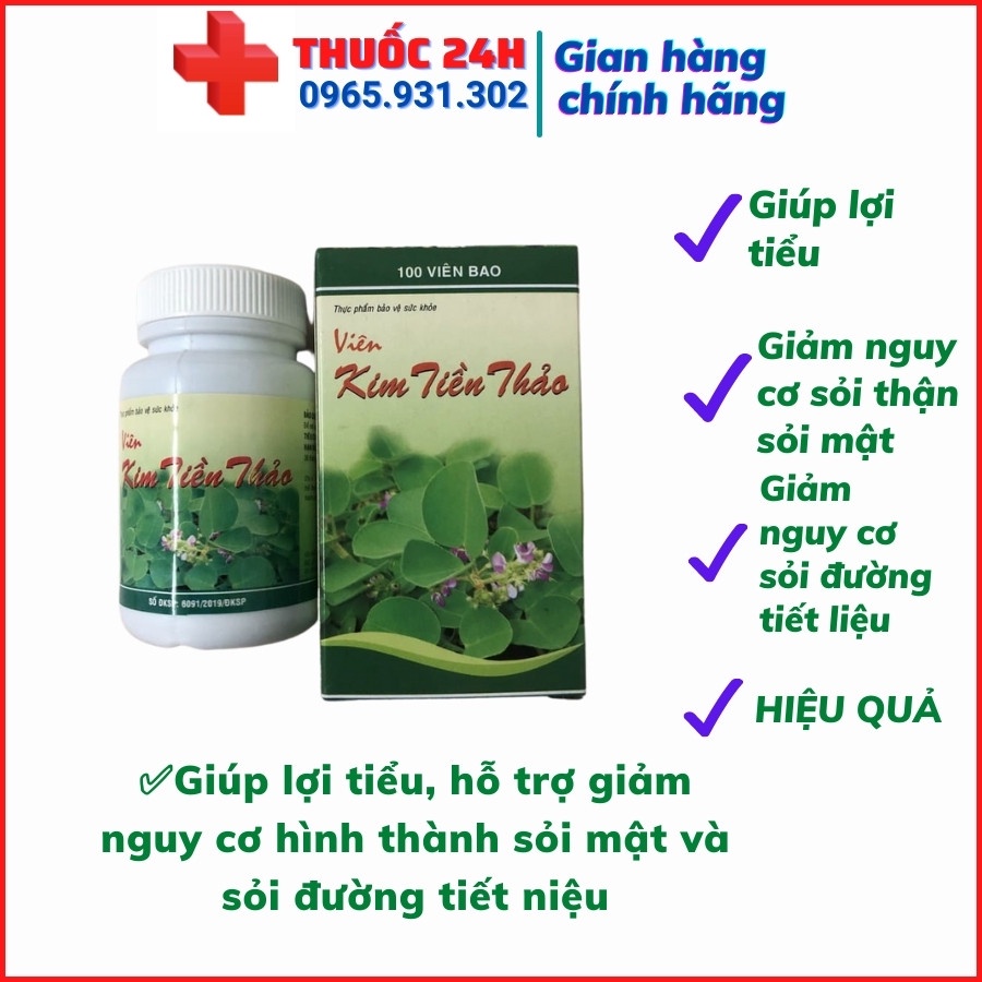 ✅ KIM TIỀN THẢO hộp 100 viên - Giúp lợi tiểu, hỗ trợ giảm nguy cơ hình thành sỏi mật và sỏi đường tiết niệu