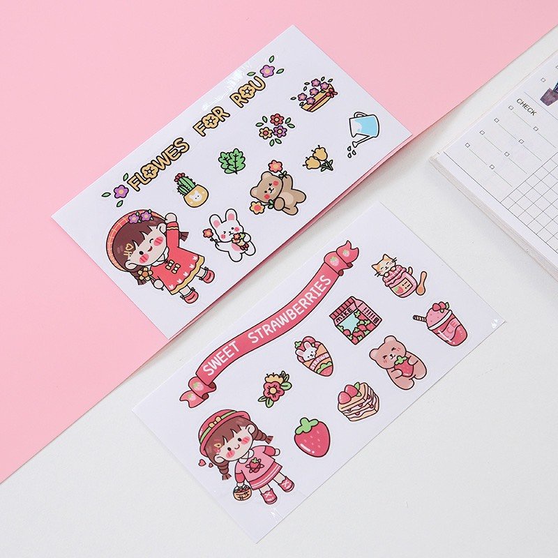 Miếng sticker hình dán cute trang trí dán sổ, dán laptop, dán mũ bảo hiểm DL02 WARM