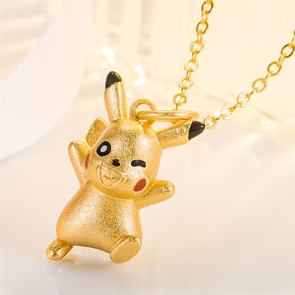 Dây Chuyền Mặt Nhẫn Họa Tiết Hoạt Hình Pikachu May Mắn Cho Nam Và Nữ
