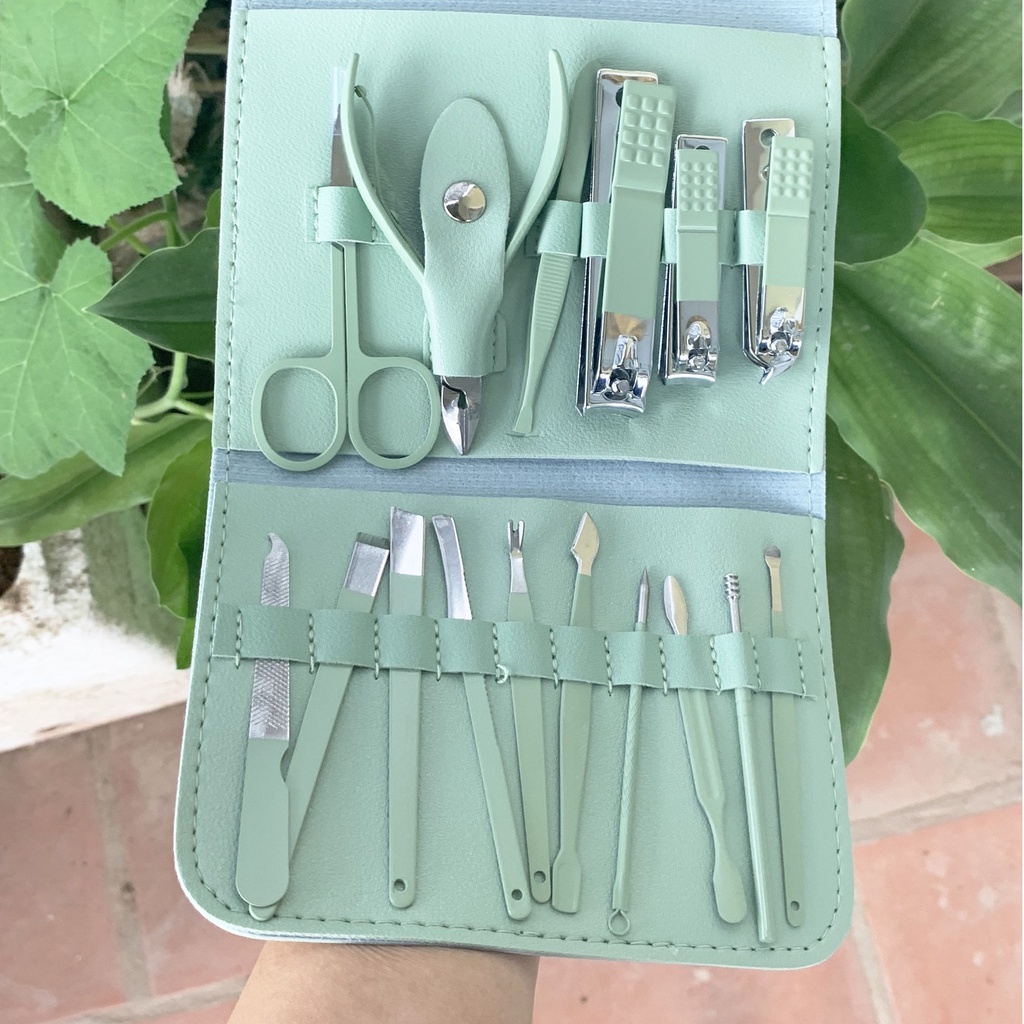 Bộ Bấm Móng Tay 16 Món Dụng Cụ Làm Đẹp Bộ Cắt Móng Tay, Làm Nail, Nặn Mụn Cao Cấp - Chăm Sóc Móng Chuyên Nghiệp