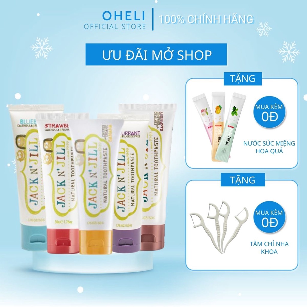 Kem đánh răng Jack N' Jill Úc Organic chính hãng, cho bé trên 6 tháng, có thể nuốt 50g