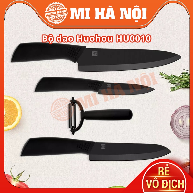 Bộ dao gốm Nano Xiaomi HuoHou HU0010 (3 dao thái và 1 dao nạo) / HU0020 (3 dao thái và 1 thớt)