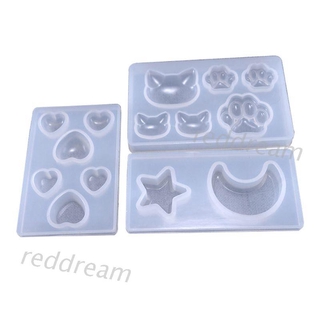 Bộ 3 Khuôn Silicon Làm Đồ Trang Sức Thủ Công Hình Trái Tim/ Mặt Trăng /Mèo Tiện Dụng