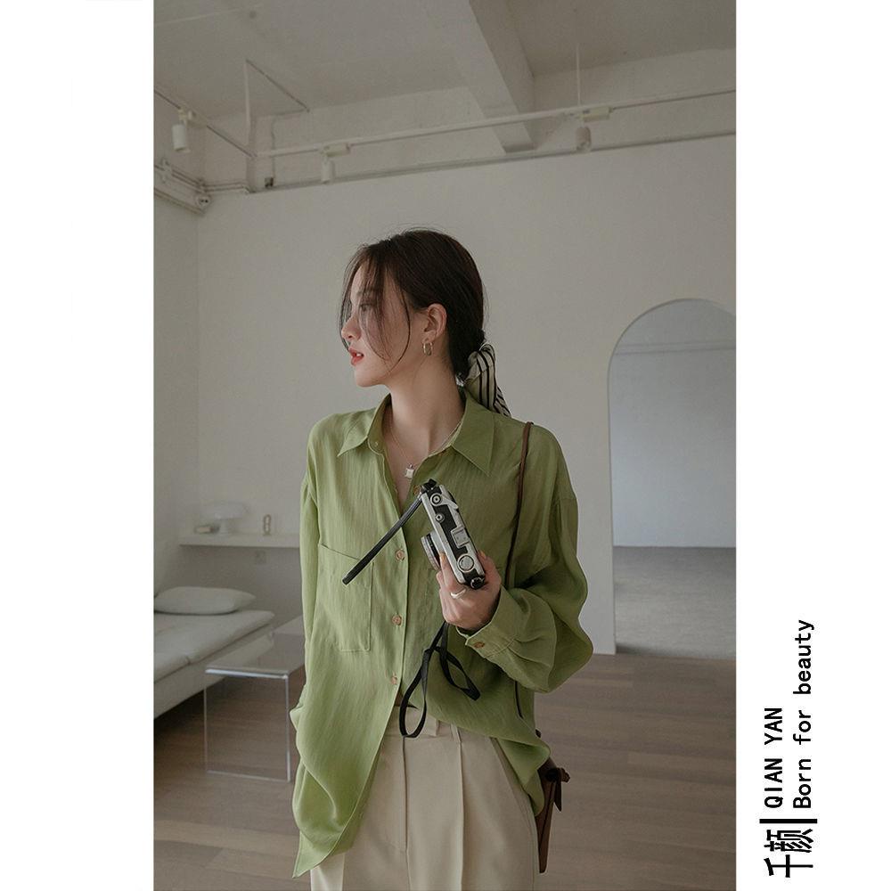 Áo Sơ Mi Tay Dài Dáng Rộng Thiết Kế Mới Mùa Xuân Thu Phong Cách Hàn Quốc Cho Nữ 2021