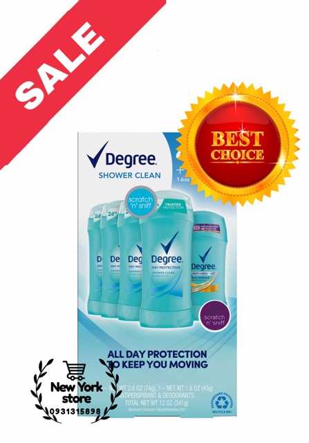 (Có bill USA) Sáp khử mùi nữ Degree Shower Clean 74g, date 8-22