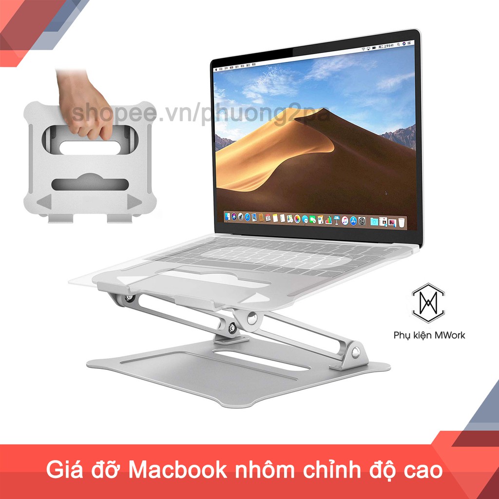 [Mã ELCLD500 giảm 7% đơn 500K] Giá đỡ Macbook Laptop nhôm điều chỉnh độ cao - Loại gấp