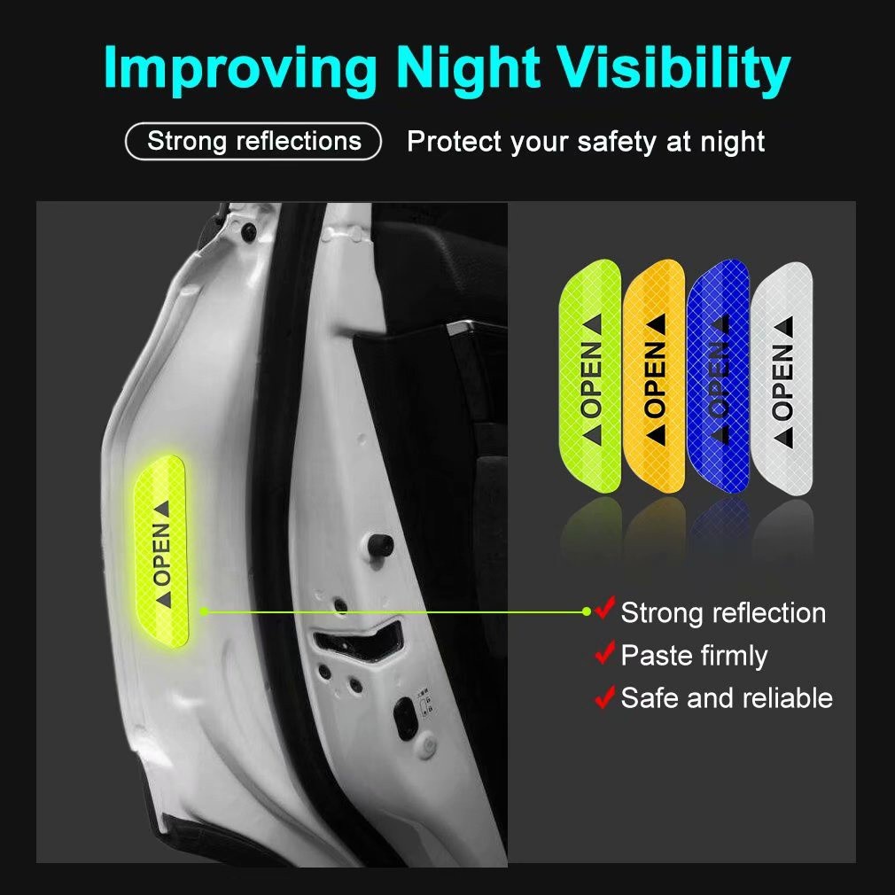 Set 4 Miếng Dán Phản Quang Cho Xe Hơi