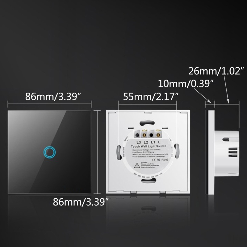 Đèn Cảm Ứng Gắn Tường 1 2 3 1 Chiều 220V Chuẩn EU