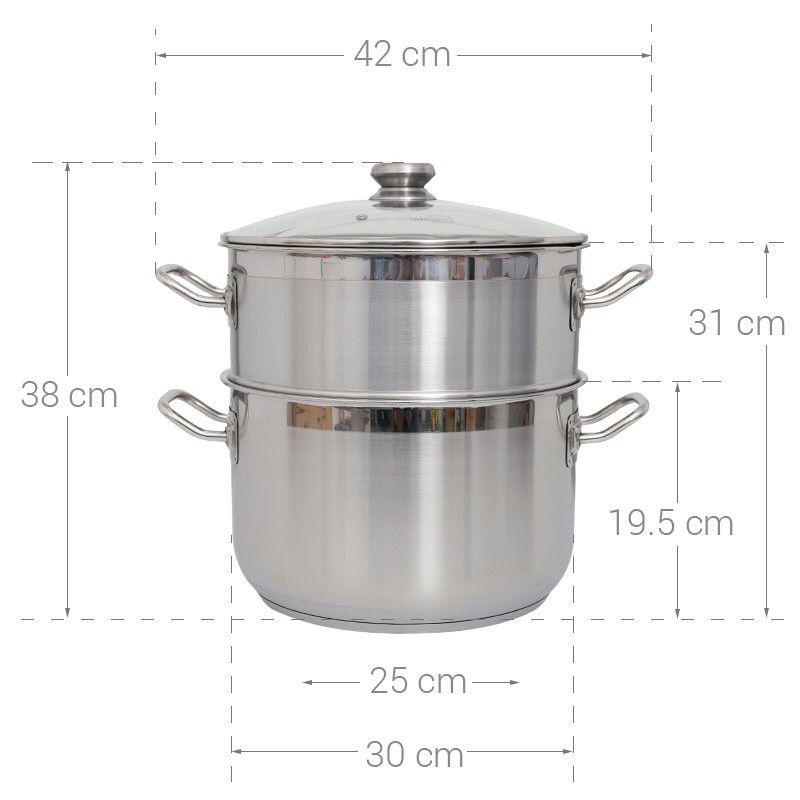 ❄️Bộ nồi xửng hấp inox 3 đáy FIVE STAR