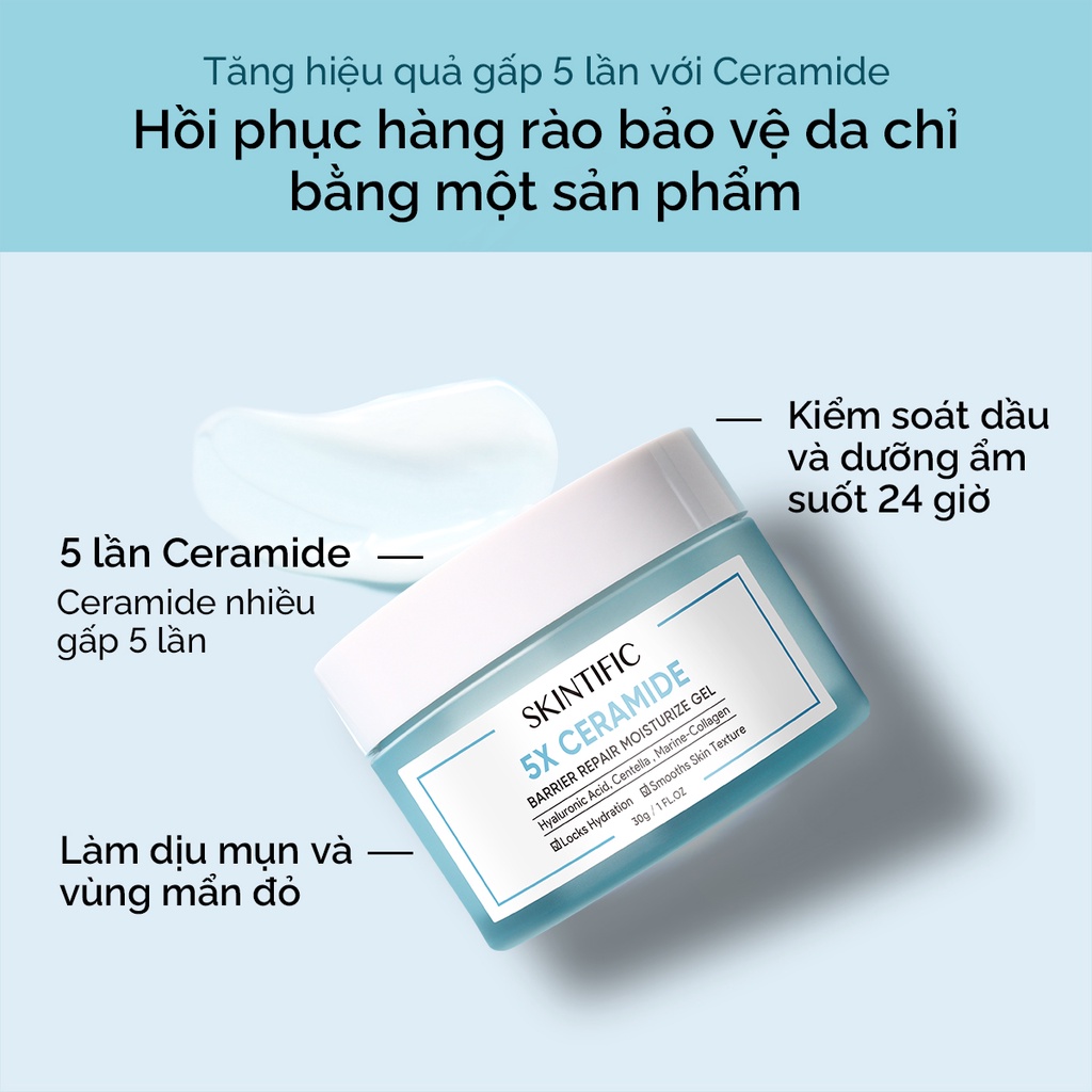 SKINTIFIC 5X Ceramide Barrier Repair Moisturize Gel 30G Kem dưỡng ẩm dành cho da mặt