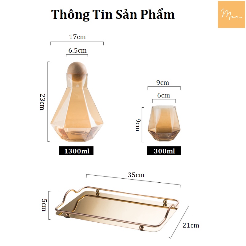 Bộ bình nước thủy tinh chịu nhiệt - 1.3L (4 màu)