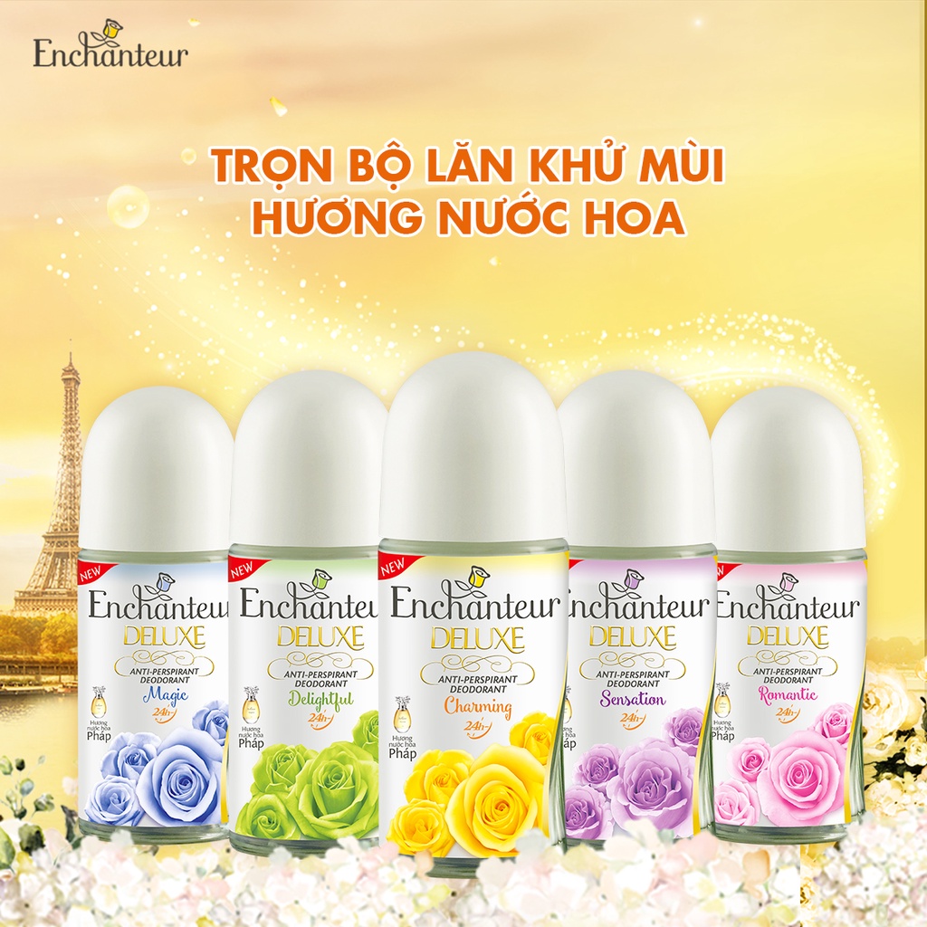 Lăn khử mùi hương nước hoa Enchanteur Charming/ Sensation/ Delightful/ Romantic/ Magic 50ml