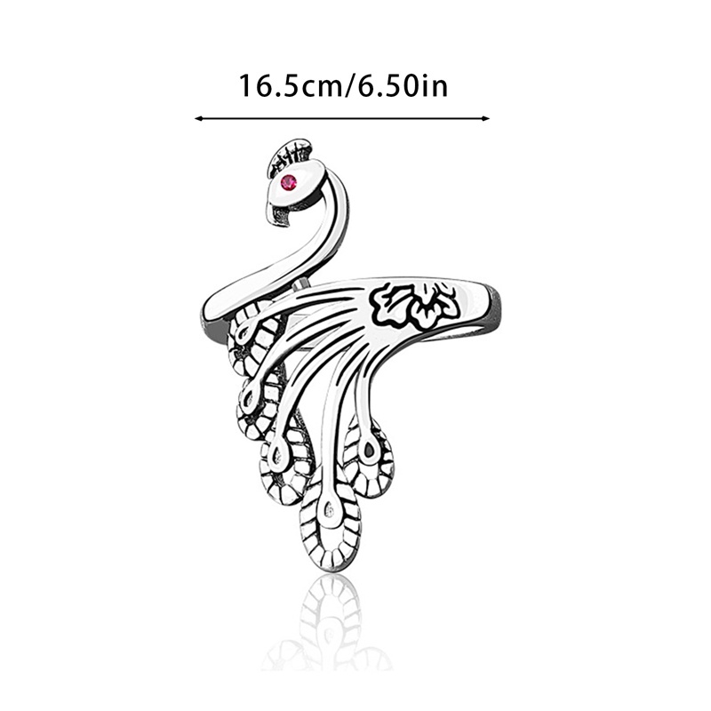 Nhẫn Bạc Hình Chim Công Màu Sắc Cổ Điển Có Thể Điều Chỉnh Kích