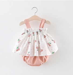 Bộ quần áo 2 dây hình quả cherry dành cho bé gái mùa hè V09