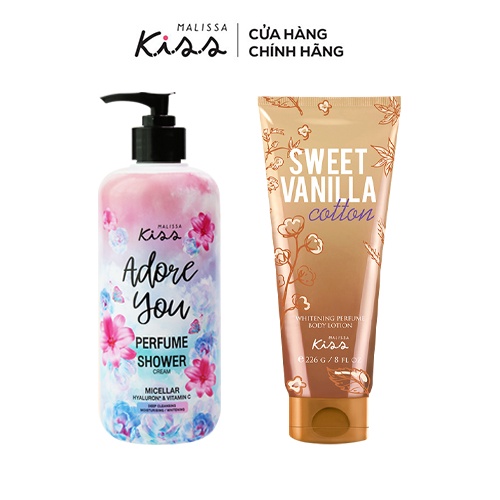 Combo Sữa tắm Hương Adore You &amp; Sữa dưỡng Hương Nước Hoa Malissa Kiss Sweet Vanilla 350ml