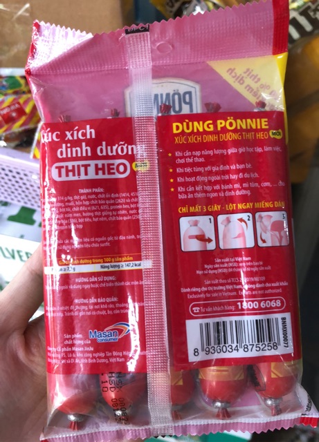 Xúc Xích PONNIE Thịt Heo/ Thịt Bò Gói 175g (5 cây x75g)