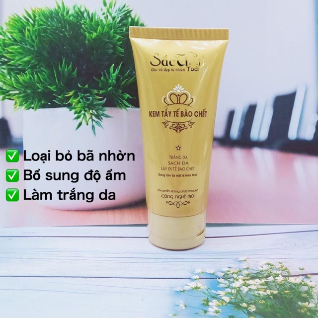 Combo Sữa rửa mặt trắng da sạch mụn 100ml và Kem tẩy tế bào 120ml - 200ml Sắc Tiên Today giúp da trắng sáng tự nhiên