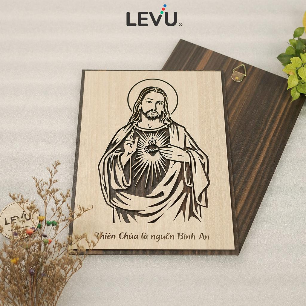 Tranh treo tường Công Giáo trang trí bằng gỗ khắc hình ảnh Đạo Thiên Chúa 30x40cm