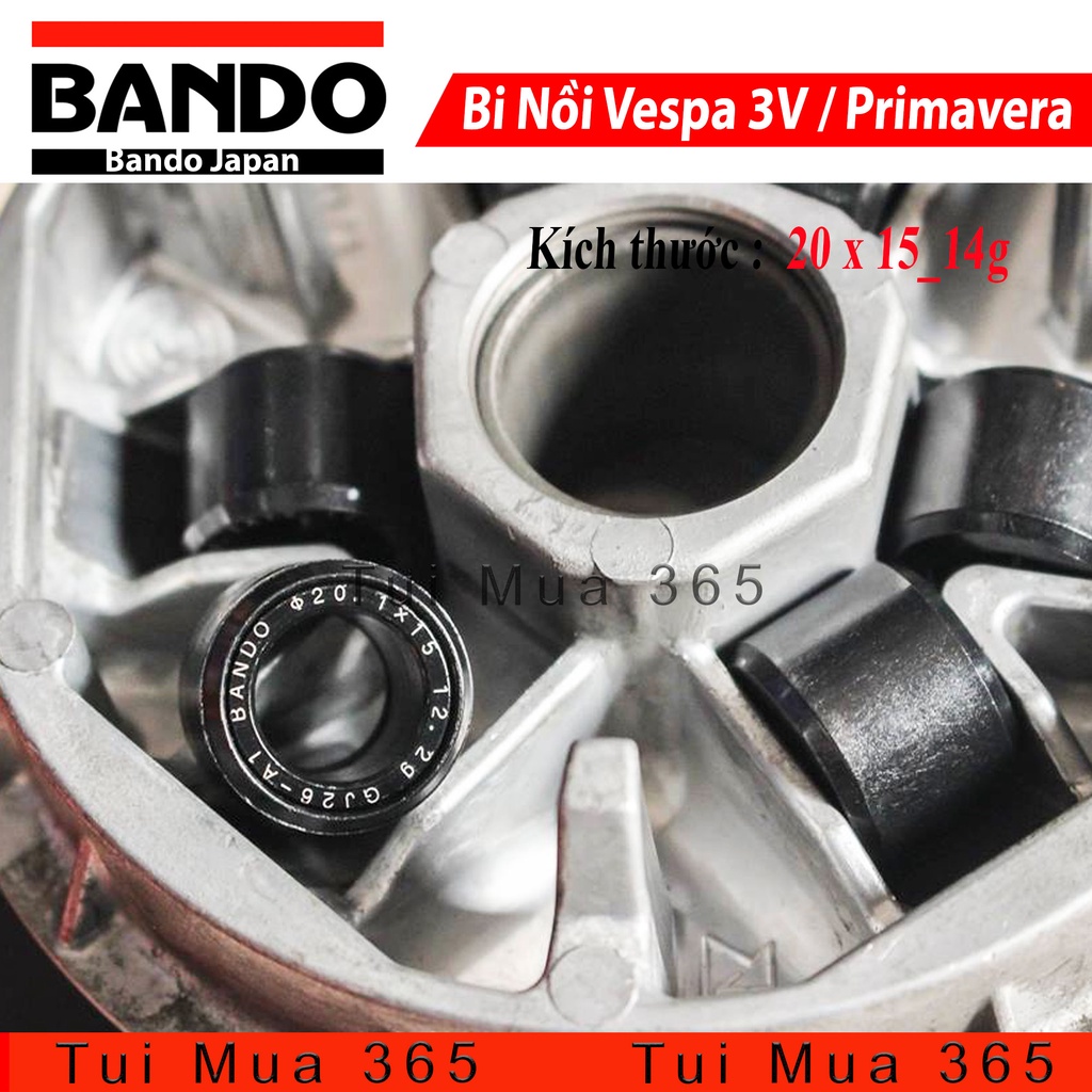 BỘ BI NỒI BANDO VESPA 3V PRIMAVERA ĐỘ CHO VARIO, AB125, PCX