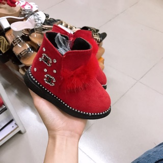 Bốt nhí da lộn đỏ da size tiểu  22-25