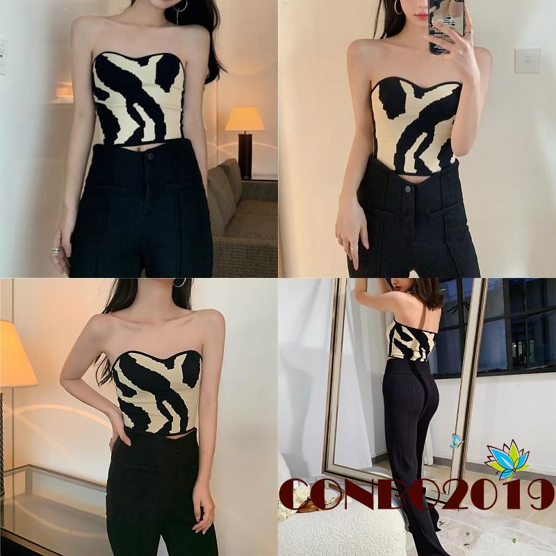 Áo ống cúp ngực họa tiết bò sữa quyến rũ dành cho nữ