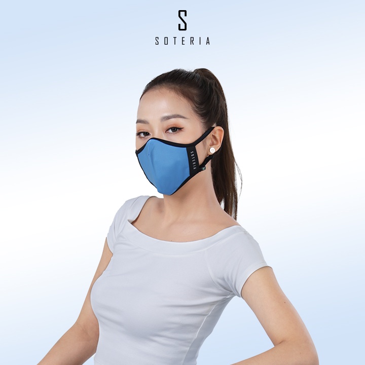Khẩu trang tiêu chuẩn Quốc Tế SOTERIA Sapphire Blue ST278 - Bộ lọc N95 BFE PFE 99 lọc đến 99% bụi mịn 0.1 micro-Size S,M