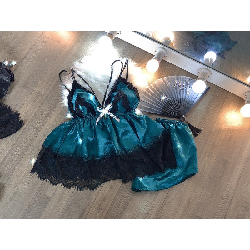 Set Ngủ Phi Cúp Ren Phối Sexy Dây Chữ Thun Hình Thật | BigBuy360 - bigbuy360.vn