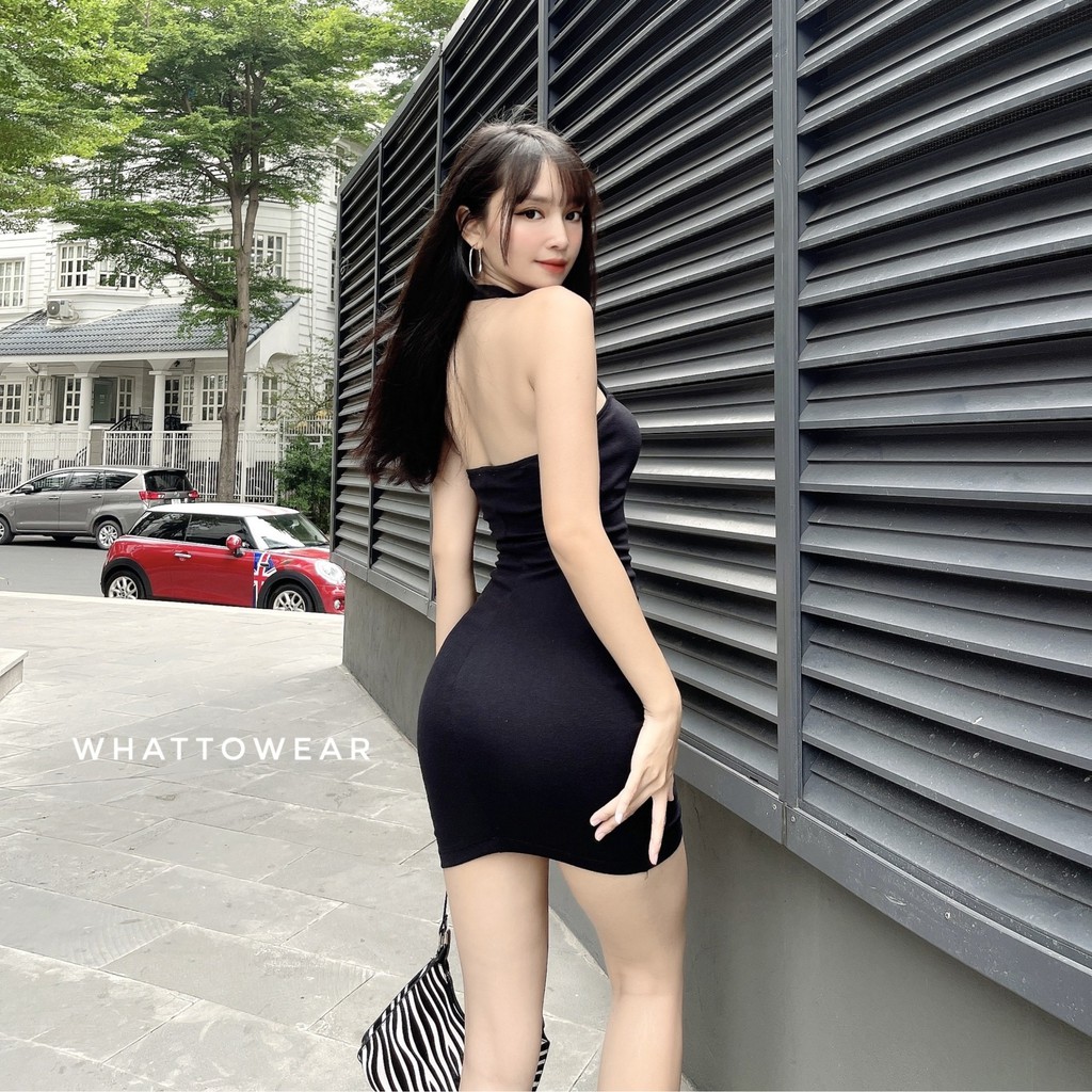 [Mã FAGREEN245 giảm 10% tối đa 30K đơn 99K] Váy body cổ yếm Halter mini