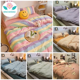 Trọn bộ chăn ga gối cotton poly chăn phao 5 món hàng dày dặn